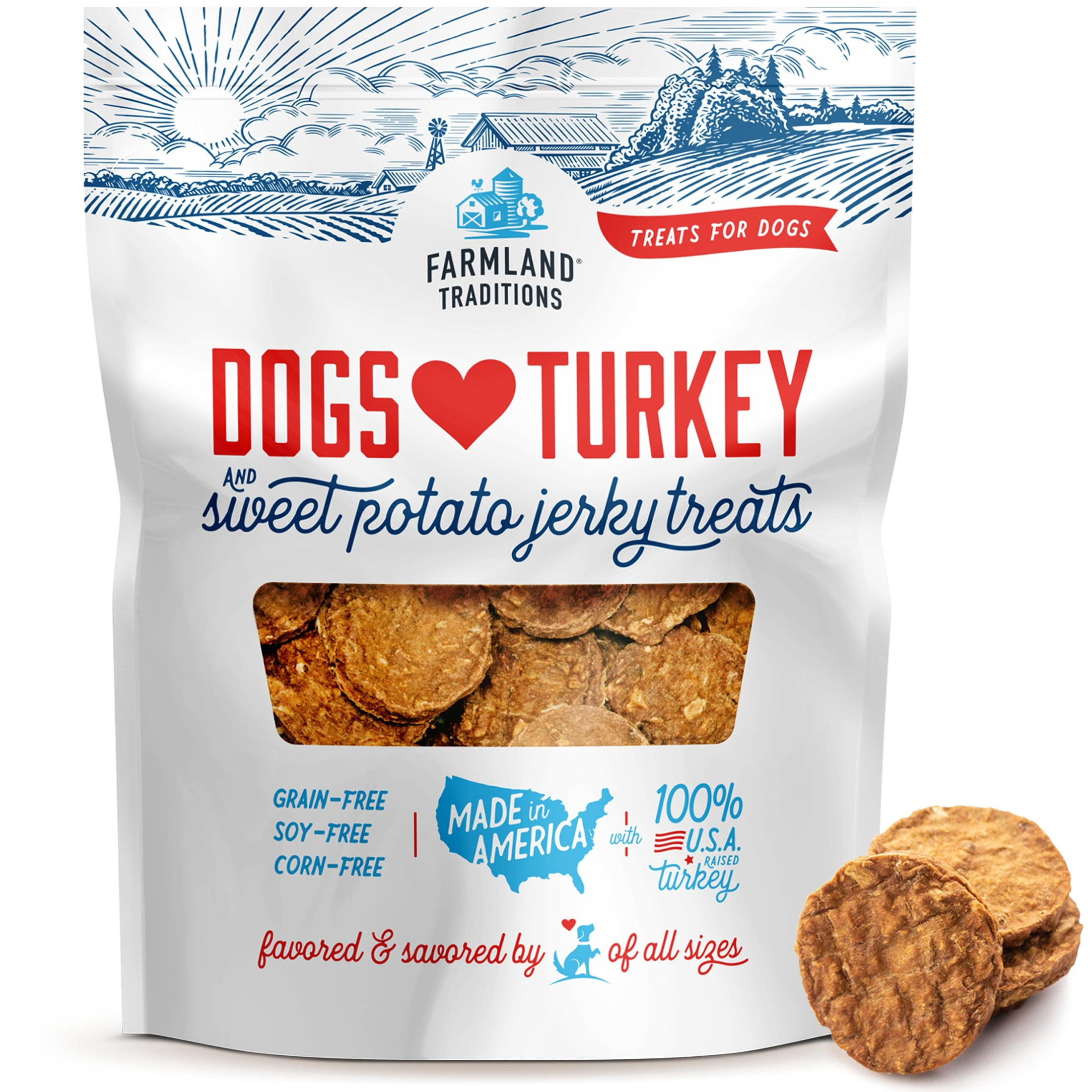 Farmland Traditions Filler Free Dogs Love Turkey & Sweet Potato Premium Jerky Treats for Dogs, 48 oz Bag