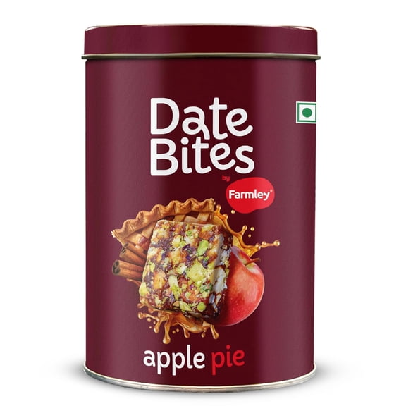 Farmley Apple Pie Date Bites Protein Bar Jar, No Added Sugar, Dates Cashews Almonds Pistachios Honey, Healthy Natural Snack, 7.05 oz, Pack of 10