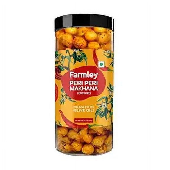 Farmley Gluten Free Roasted & Flavored Makhana | Fox Nut | Water lily Pops | Popped Lotus Seed - Peri-Peri Farmley Jar 90 g (3.2-Ounce)