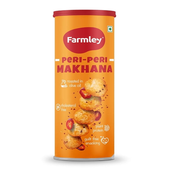 Farmley Peri Peri Flavored Makhana | Roasted Fox Nuts Snack | Gluten Free, Rich in Protein & Fiber | Roasted in Olive Oil | 2.72 oz (77 g)