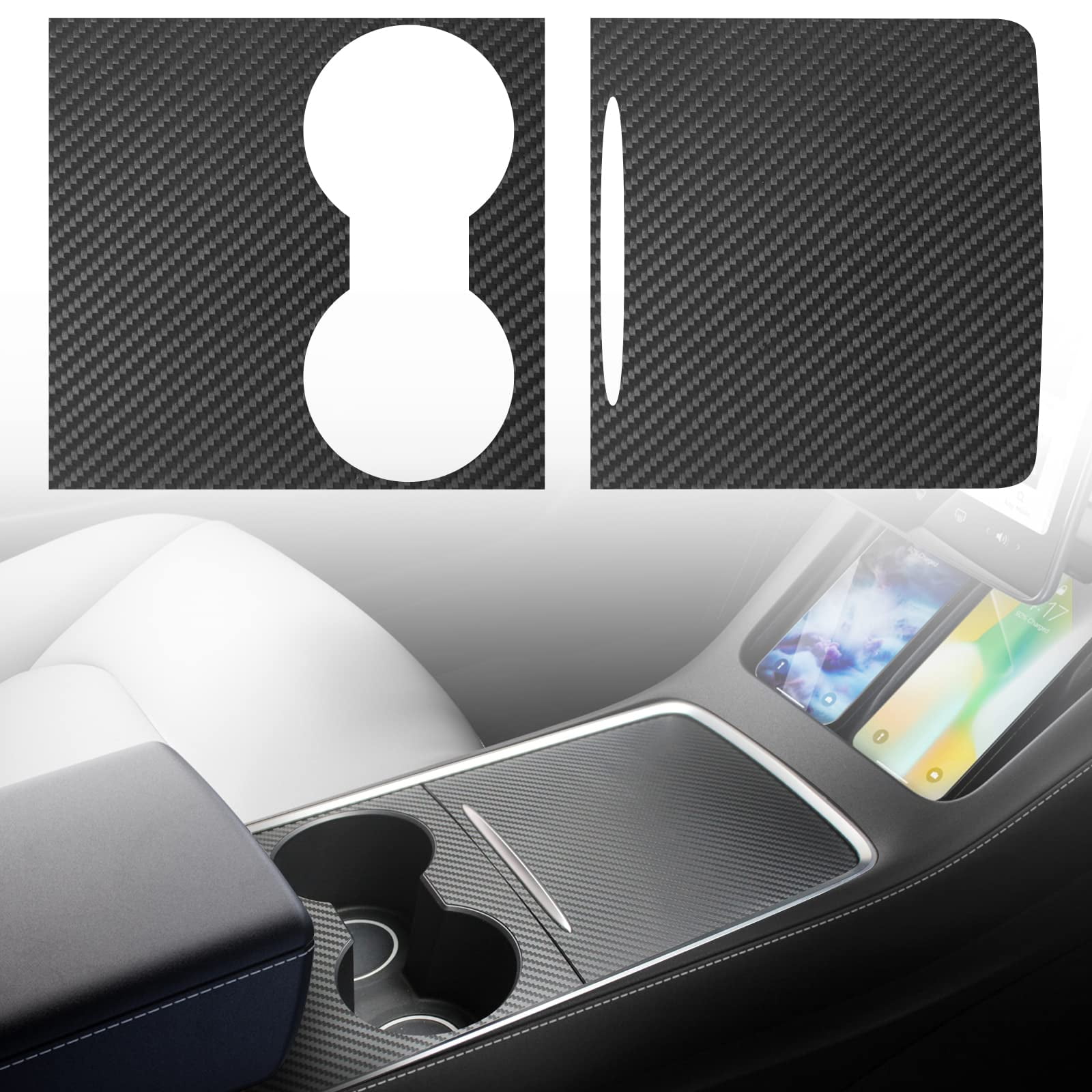 Farmogo Center Console Wrap Kit Carbon Fiber Console Cover Interior