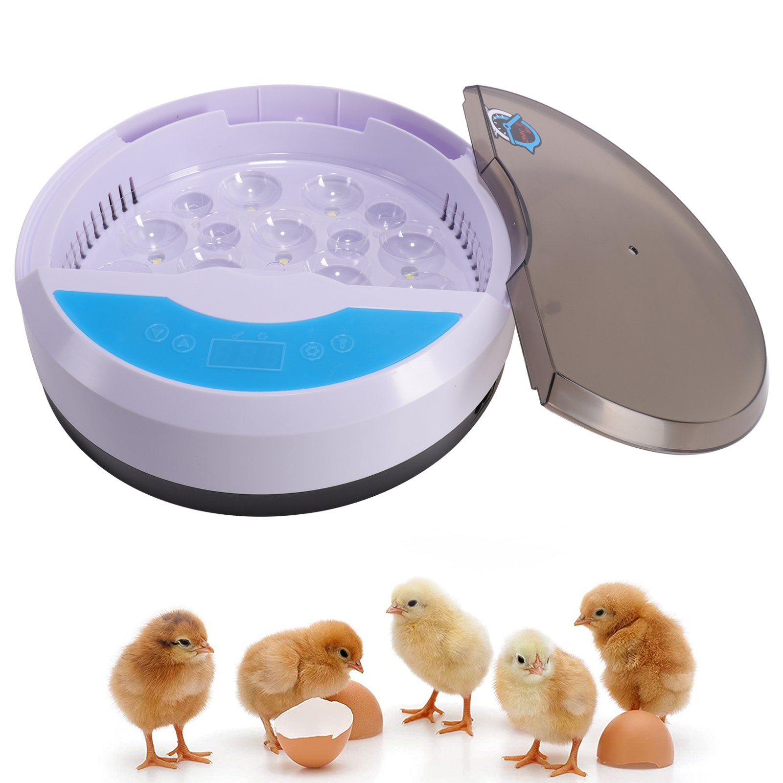 Farms Nurture Right Incubator | Egg Incubator for Hatching Chicks | Poultry Hatcher Machine with Humidity Display for Hatching Chickens Quail Duck Goose Turkey  |  White & Blue,  9 Eggs