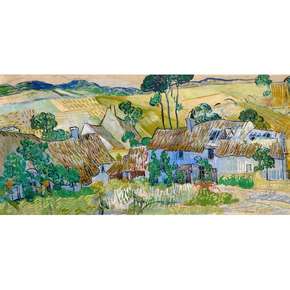 Farms near Auvers by Vincent van Gogh - 12" x 18" Art Print Wall Decor
