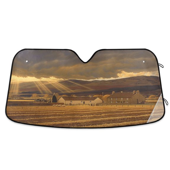 Farms with Sunshine Car Windshield Sun Shade Foldable Car Front Window Visor Heat and UV Protection 53x23.5