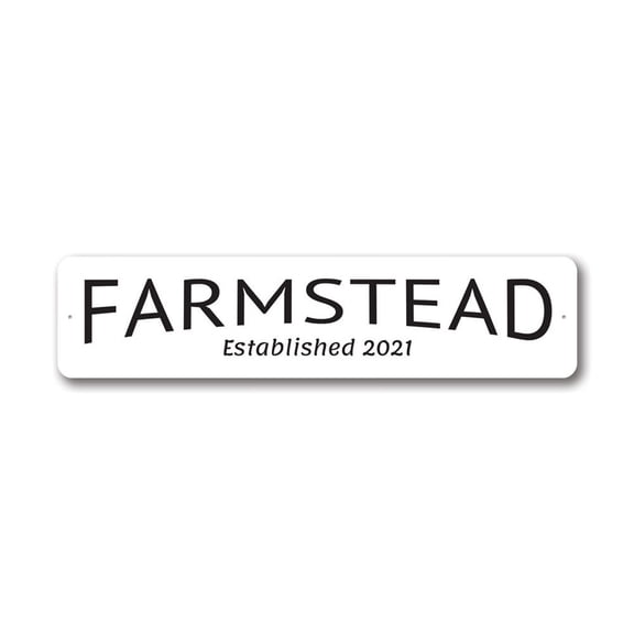 Farmstead Established Sign, Barn Sign, Farm Aluminum Metal Decor Sign - 4x18 inches