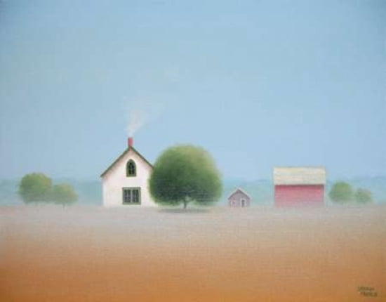 Farmstead in the Mist Canvas Art - Sharon France (18 x 24)