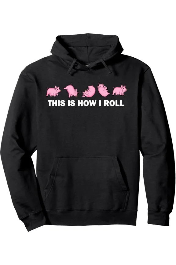 Farmyard Pig Rolling Fun Lighthearted Country Animal Humor Hoodie Shirt, up to size 5XL
