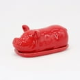 thumbnail image 1 of Contemporary Home Living 9" Red Unique 2-Piece Pig Butter Dish with Cover, 1 of 2