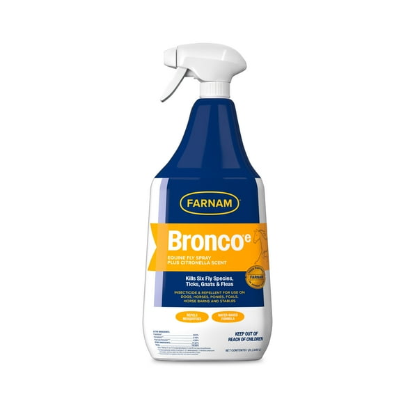 Farnam Broncoe Water-based Fly Spray with Citronella Scent for Horses, Dogs, and Premises 32 Fluid Ounces