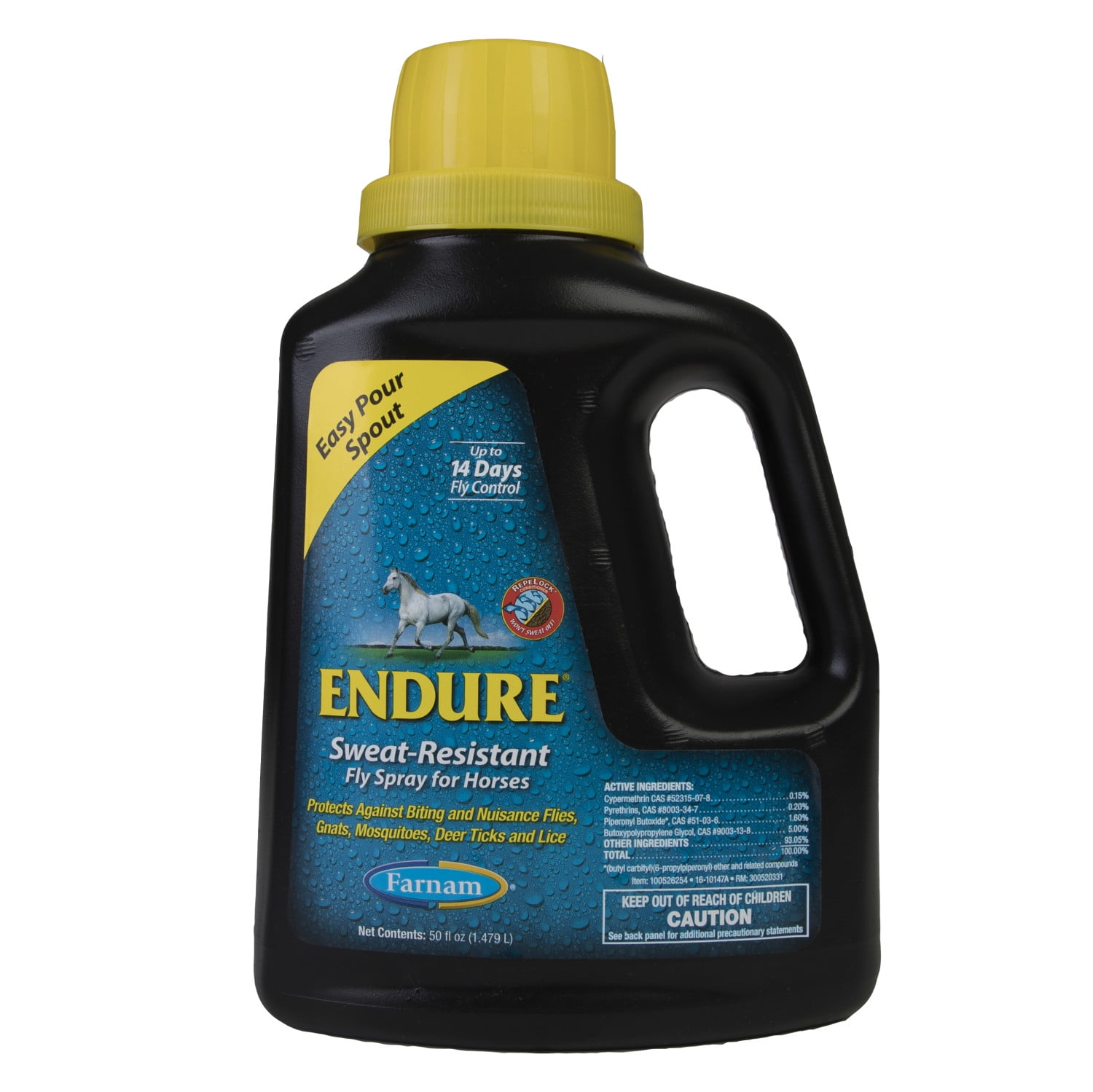 Farnam Endure Sweat Resistant Fly Spray for Horses 50fl oz bottle - Black