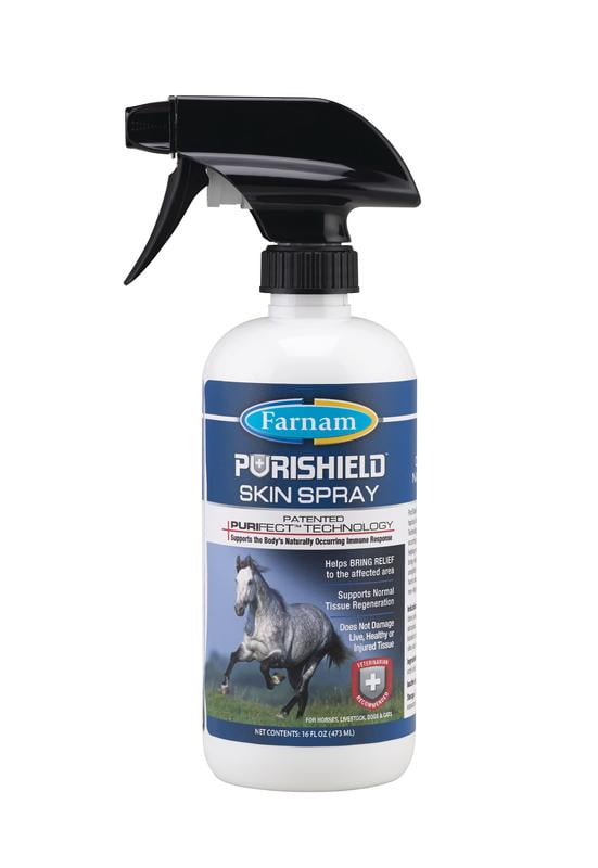 Farnam PuriShield Skin Spray, for skin irritation relief on Horses, Dogs, Cats and Livestock 16 ounce