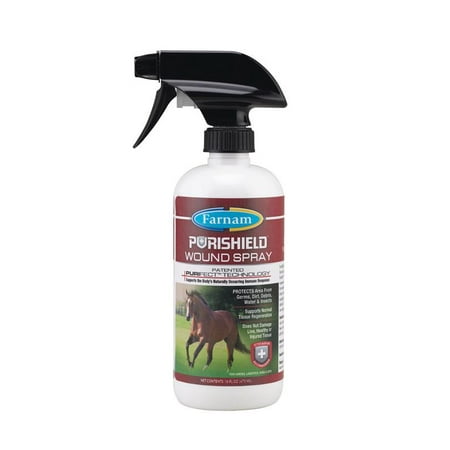 Farnam Purishield Wound & Skin Spray, Horses, Dogs, Cats & Livestock 16 Fluid Ounces
