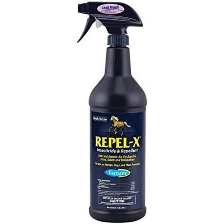 Farnam Repel-X Ready-To-Use Fly Spray, Insecticide And Repellent For Horses And Dogs, 32 Fluid Ounces, 1 Quart Bottle With Trigger Sprayer