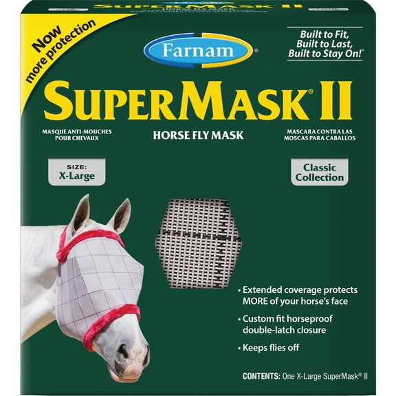 Farnam SuperMask II Horse Fly Mask - UV Protection - X-Large, Assorted — Residential Use, Standard Application