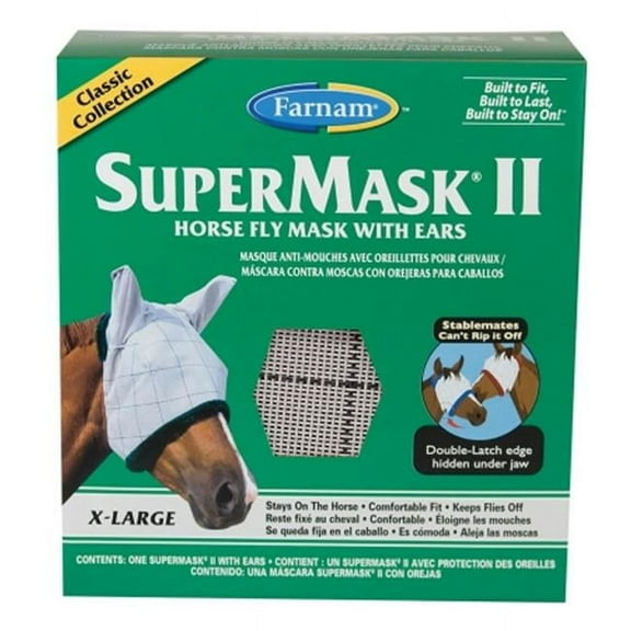 Farnam Supermask 2 Classic With Ears Horse Fly Mask - Adjustable - XL — Residential Use, Standard Application