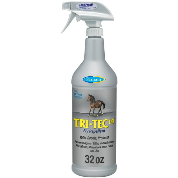 Farnam Tri-Tec 14 Fly Repellent for Horses, Kills, Repels, Protects, 32 Ounces