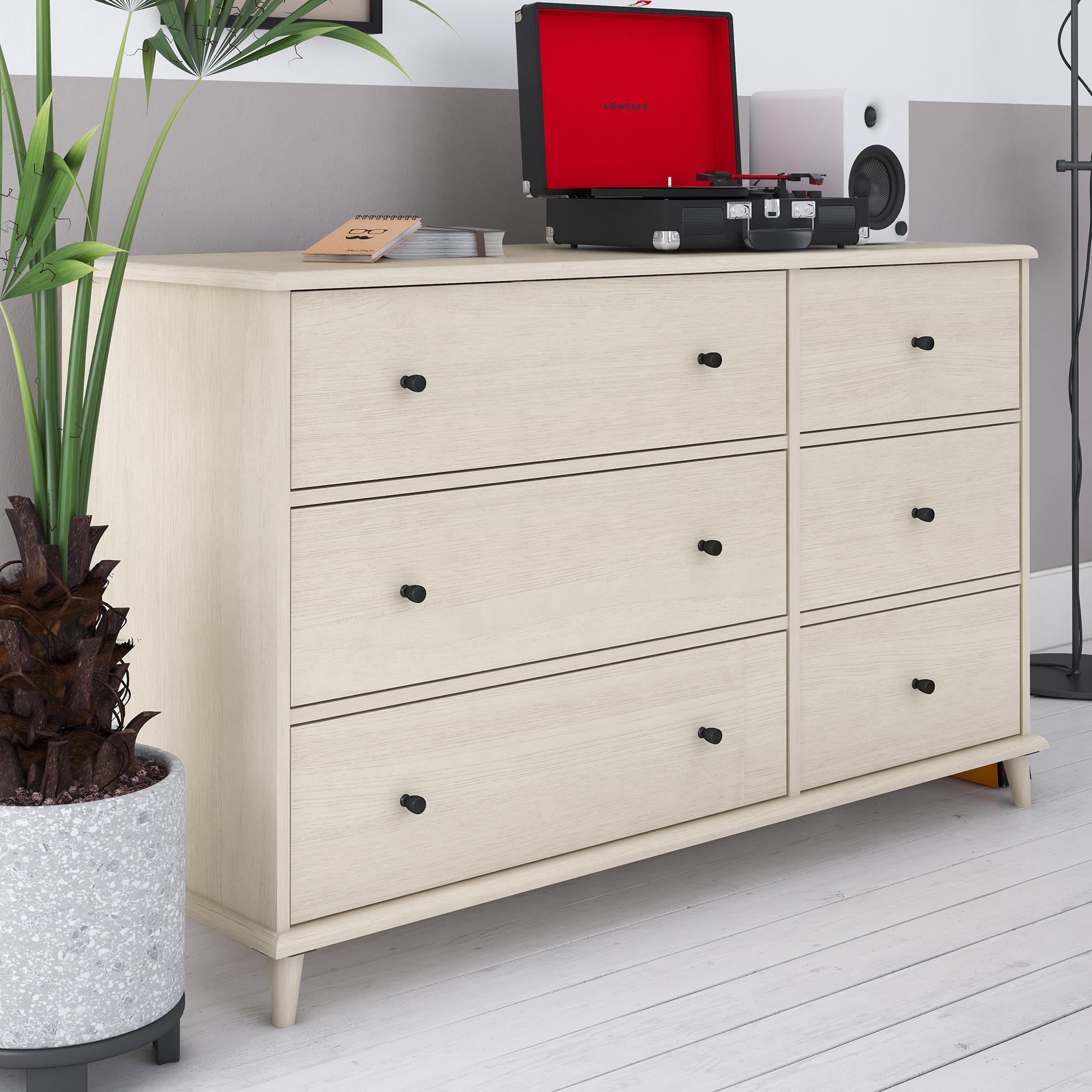 Ameriwood Home Farnsworth 6-Drawer Dresser, Ivory Oak Ameriwood Home Farnsworth 6-Drawer Dresser, Ivory Oak