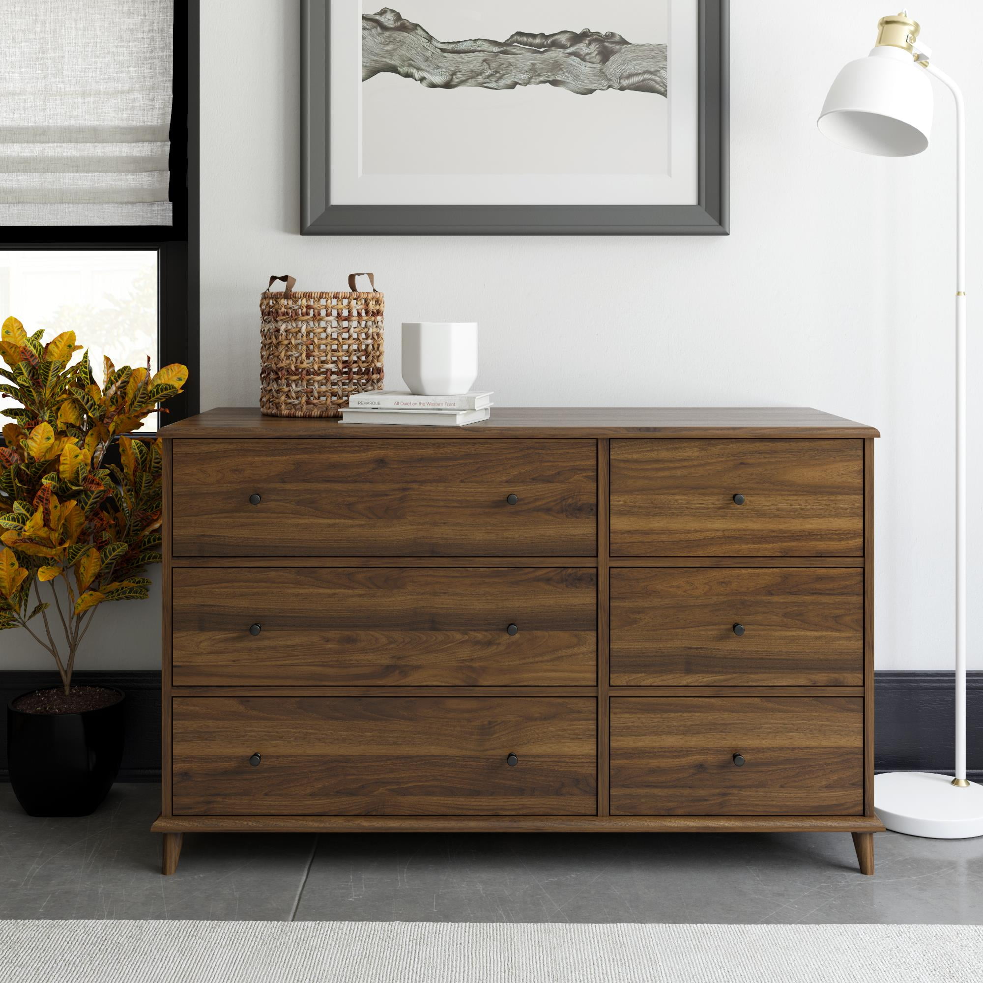 Ameriwood Home Farnsworth 6-Drawer Dresser, Walnut