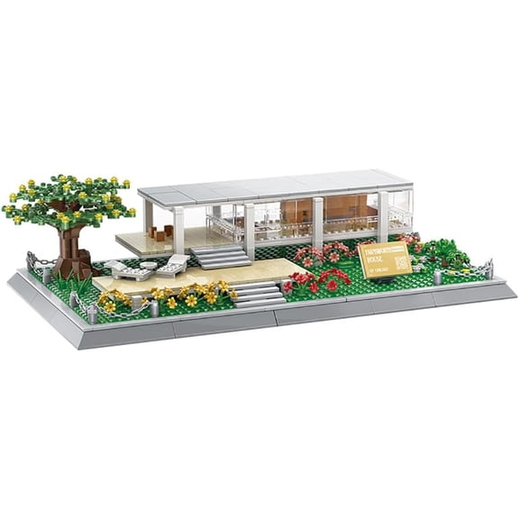 Ylutex Farnsworth House Illinois Building Block Set (661 Pieces), Architecture Building Blocks Toys, Home Dcor Model Toy for Adults