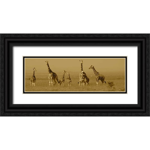 Farnsworth, Sarah 32x13 Black Ornate Wood Framed with Double Matting Museum Art Print Titled - Giraffes