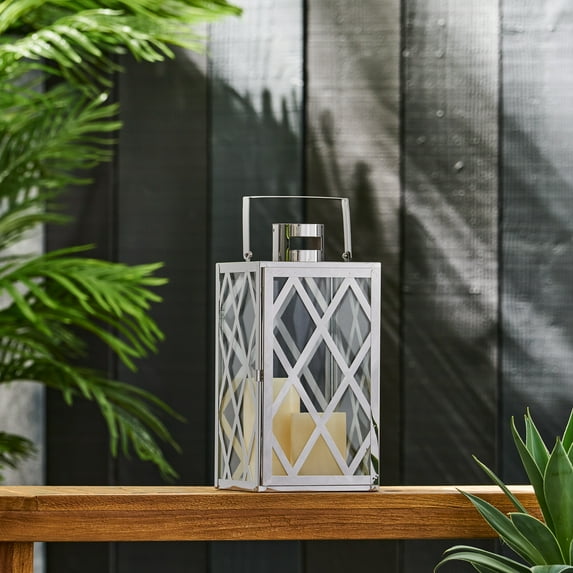 Farnsworth Stainless Steel Outdoor 14" Lantern, Silver