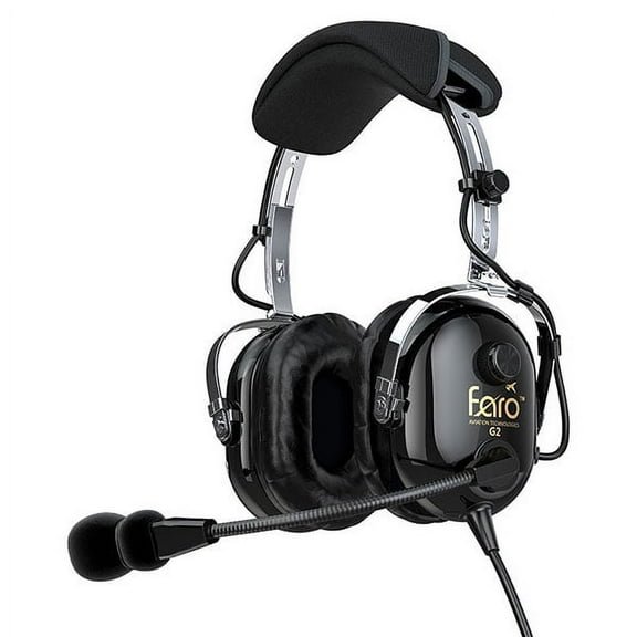 Faro G2 ANR (Active Noise Reduction) Premium Pilot Aviation Headset with Mp3 Input - Black