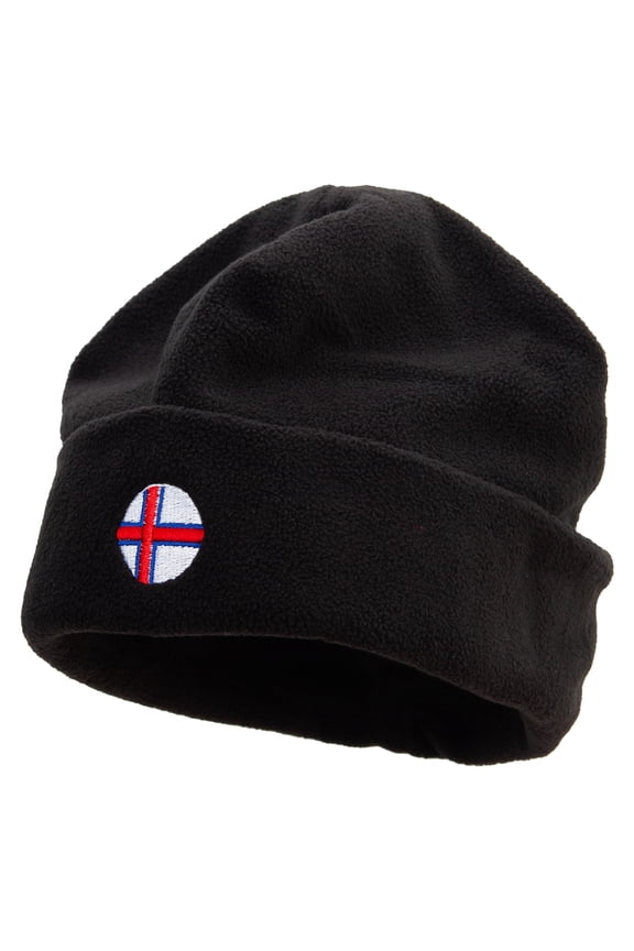 Faroe Islands Sign Embroidered Big Size Reversible Micro Fleece Cap - Black XL-3XL