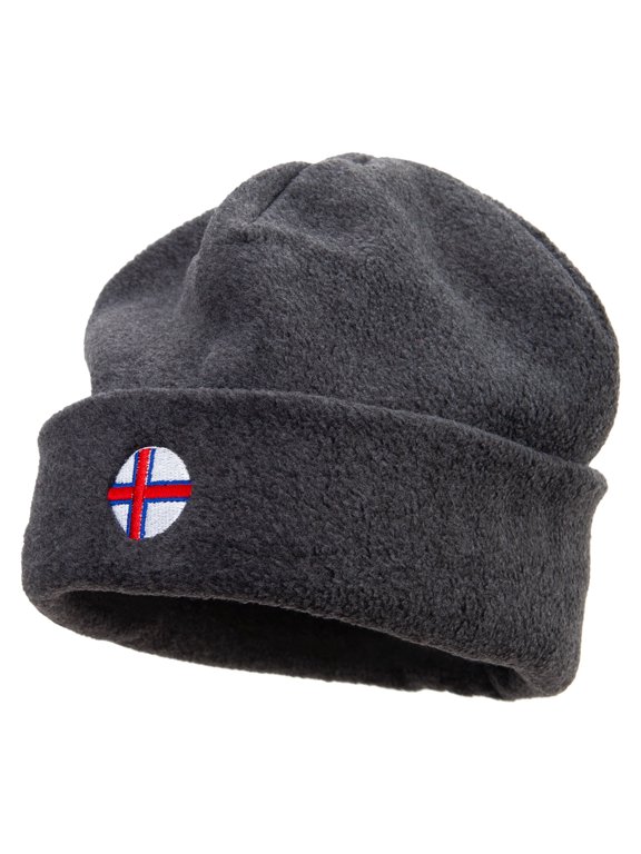 Faroe Islands Sign Embroidered Big Size Reversible Micro Fleece Cap - Charcoal XL-3XL