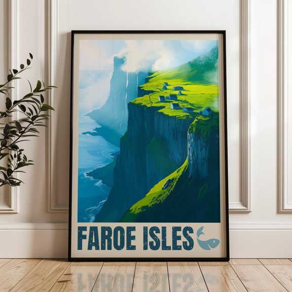 Faroe Islands Travel: Atlantic Ocean Illustration Art