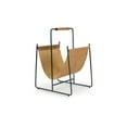 thumbnail image 1 of Faron Magazine File Rack with Handles, Black Metal, Brown Leather, 1 of 2