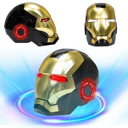 Farontor Iron Man Helmet Electronic Open/Close Mask with Sounds & LED Light Up 1:1 Action Figure Toys, Gold