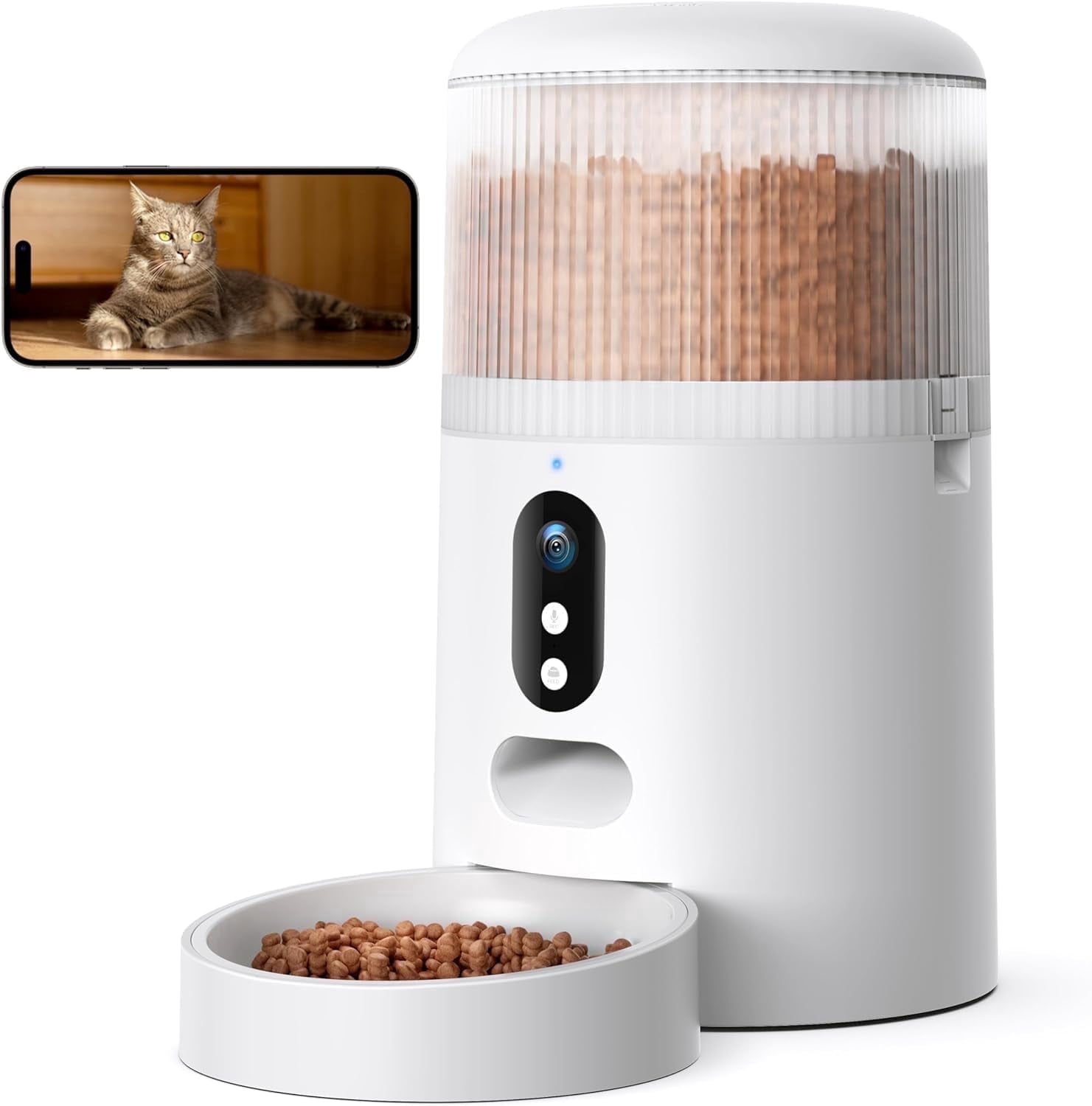 Faroro Automatic Cat Feeder with Camera, 3MP HD Video, 4L Capacity, 5G WiFi App Control, Night Vision, Two-Way Audio, Motion Alerts, Smart Pet Feeder