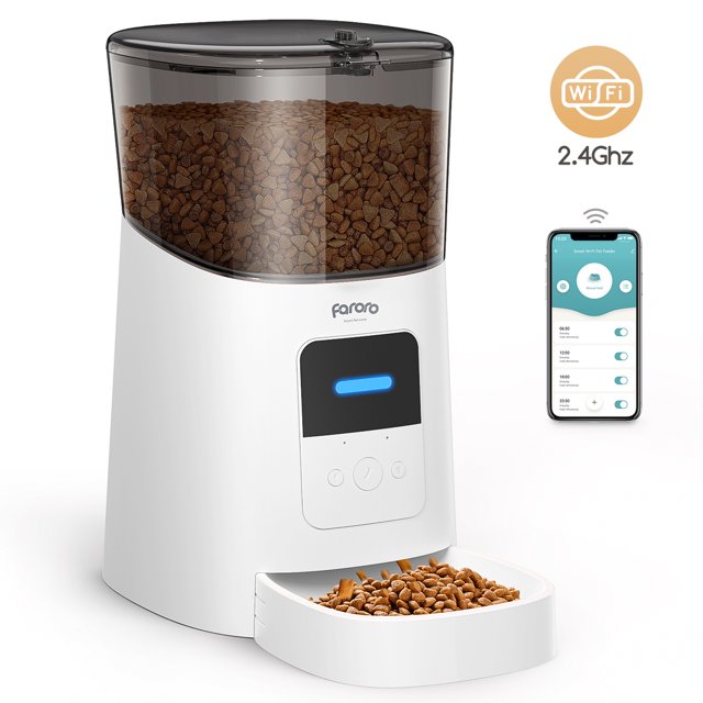 Faroro Automatic Cat Feeder 2.4G WiFi Enabled Smart Food Dispenser, for ... - Easy Online Automatic Cat Feeder With Alarm