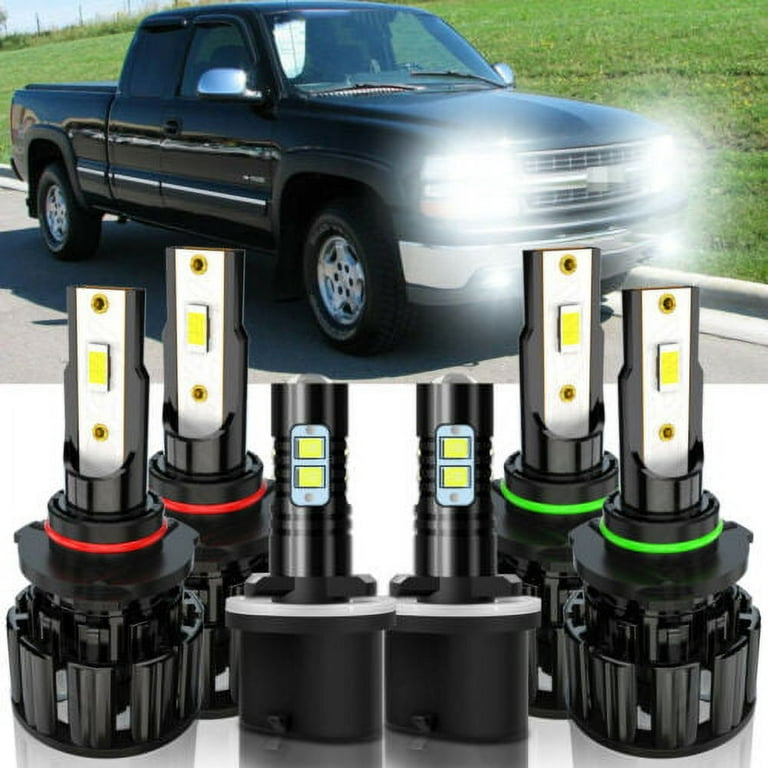 Faros LED + Kit de luces antiniebla para For Chevy Silverado 1500 2500  99-02 