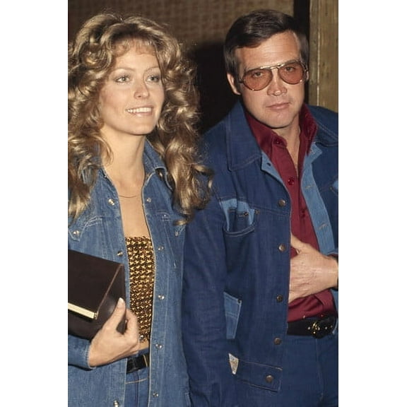 Farrah Fawcett with Lee Majors candid pose together circa 1973 24x36 Poster