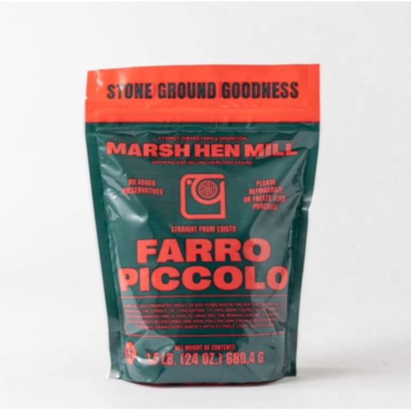 Marsh Hen Mill Farro Piccolo  Heirloom Ancient Grain  Stone Ground Small Farro  High Fiber Whole Grain  South Carolina Milled  1.5 lb