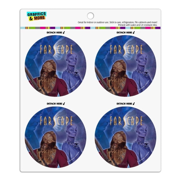 Farscape Crew Zhaan and Ka D'Argo Aliens Refrigerator Fridge Locker Vinyl Circle Magnet Set