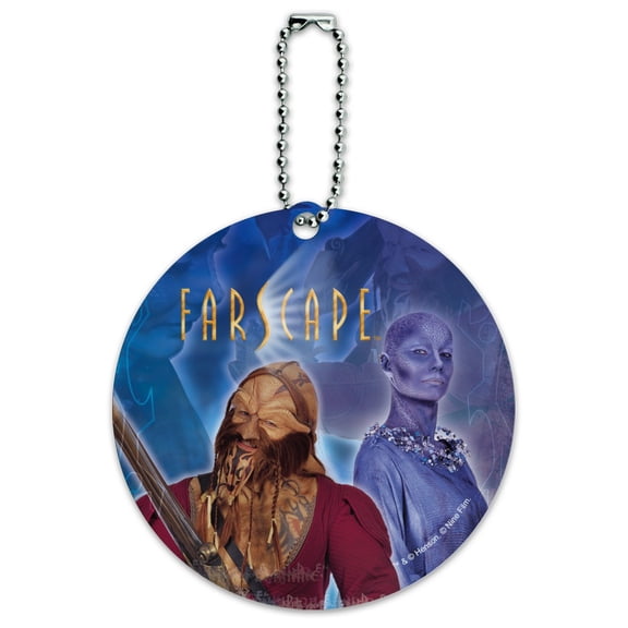 Farscape Crew Zhaan and Ka D'Argo Aliens Round Luggage ID Tag Card Suitcase Carry-On