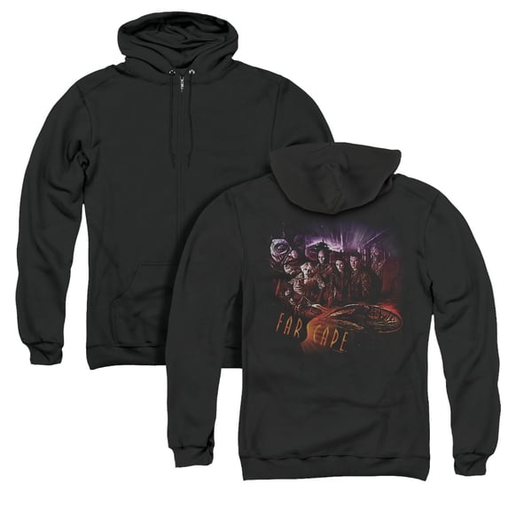 Farscape Graphic Collage (Back Print) Adult Zipper Hoodie Sweatshirt Black