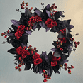 thumbnail image 1 of Farship 18'' Halloween Wreath Halloween Decor for Front Door Gothic Home Decor Rose Wreath With Spider for Front Door Home Indoor and Outdoor, 1 of 9