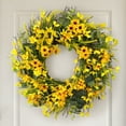 thumbnail image 1 of 18Inch Spring Wreath Forsythia Wreath with Yellow Daisy Summer Wreaths for Front Door Wreath for Seasonal Decor, 1 of 8