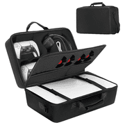 Myecovie Carrying Case for PS5 & Controllers EVA Hard Shell Carying Box Waterproof &.Shockproof Caring Box for PS5 PS4 Console Controlers, Black