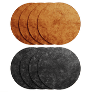 Placemat Set of 4, 15" Faux Leather Placemats Round Leather Place mat Coffee Mats Kitchen Table Mats for Kitche Decors-Easy to Clean