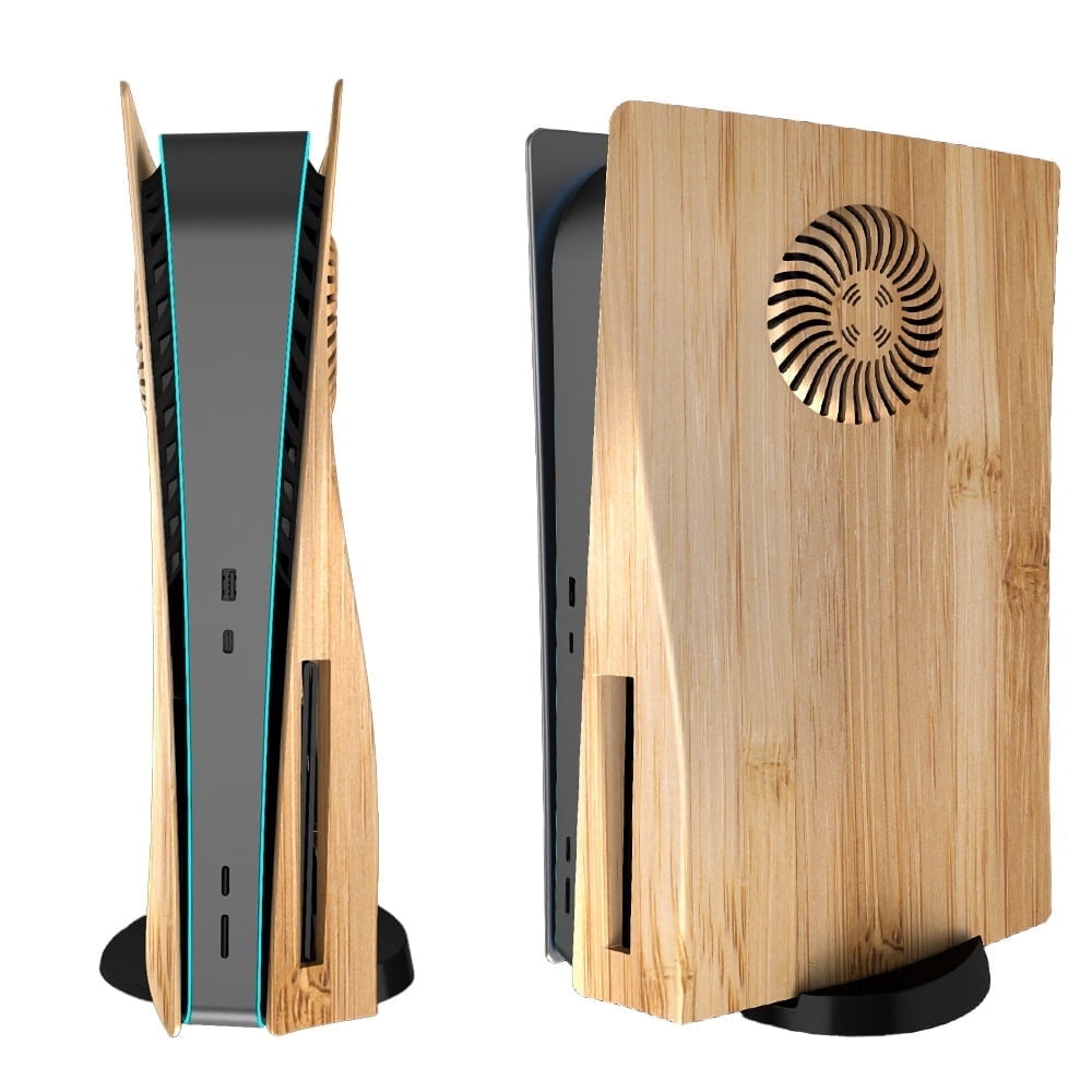 Protective Cover for PS5 Silm Disk Edition, Wood Grain Cover Plates with Cooling Vent for Playstation 5 Accessories Face Plates Side Panels Shell
