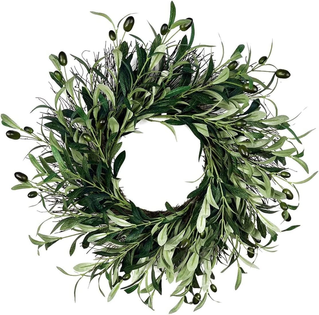 Farship Summer Wreaths Artificial Green Olive Wreath for Front Door Easter Decoration Hanging Decorations Summer Green Wall Hanging Decorations for Outdoor Home Decor-18"