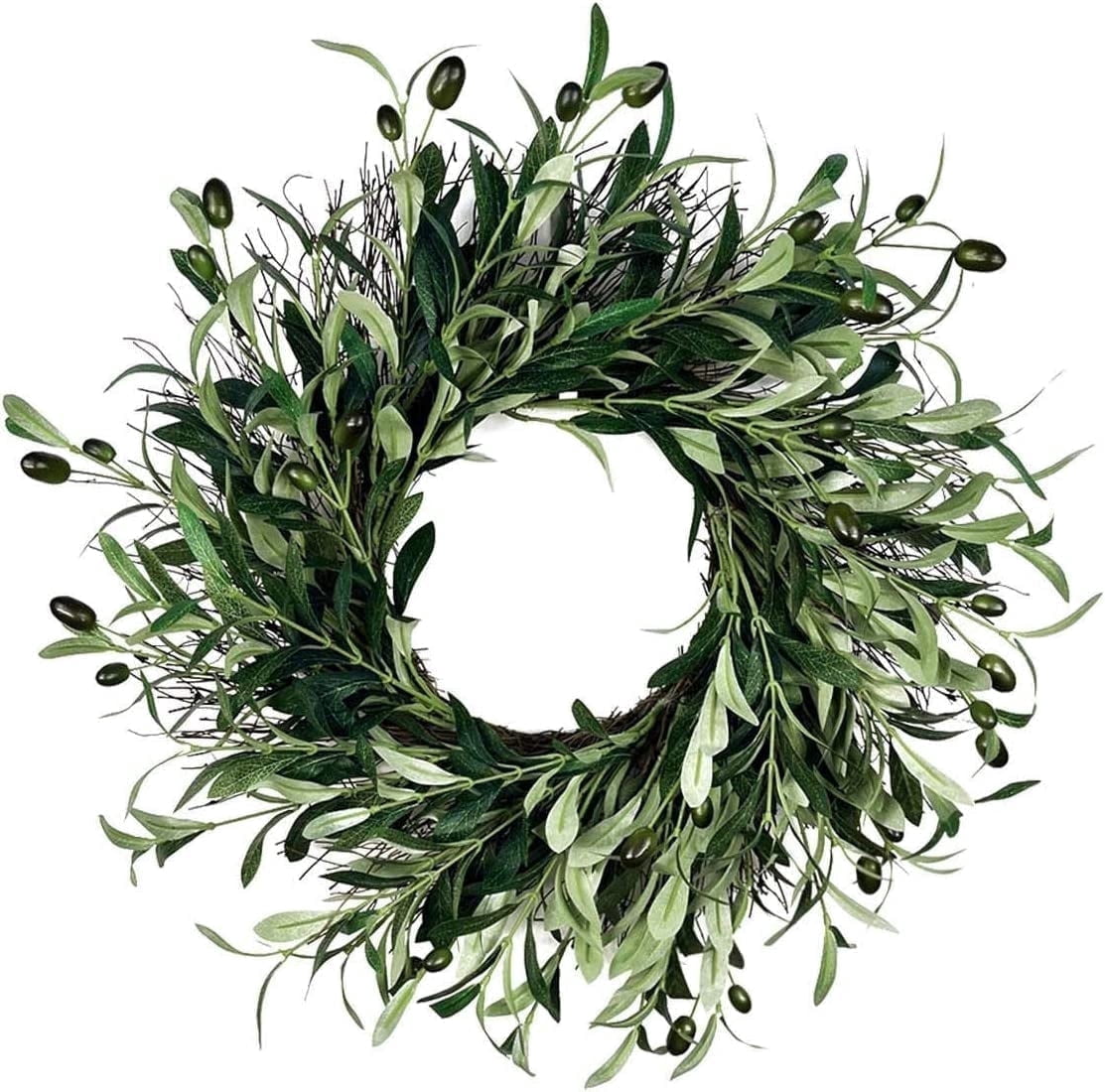 Summer Wreaths Artificial Green Olive Wreath for Front Door Easter Decoration Hanging Decorations Summer Green Wall Hanging Decorations for Outdoor Home Decor-18"