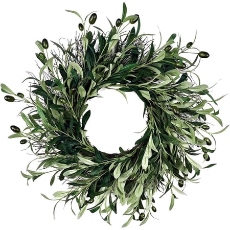 Summer Wreaths Artificial Green Olive Wreath for Front Door Easter Decoration Hanging Decorations Summer Green Wall Hanging Decorations for Outdoor Home Decor-18" price history and forecast - Myecovie M-032