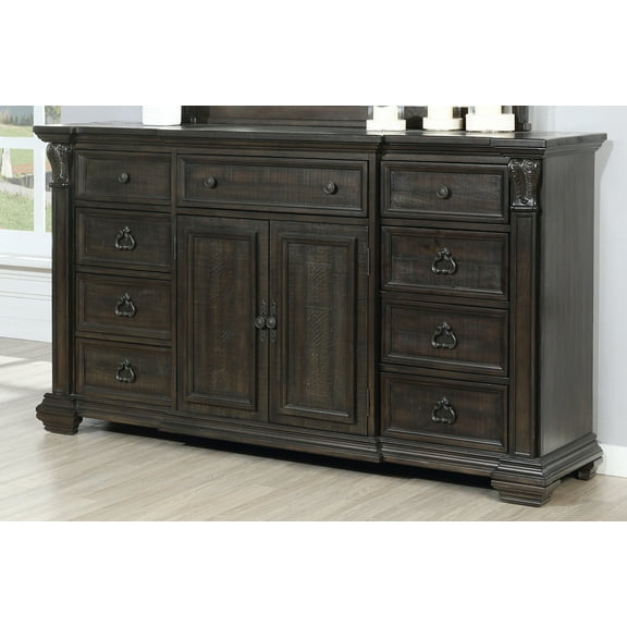 Farson Distressed Dark Walnut Finish Dresser with Door