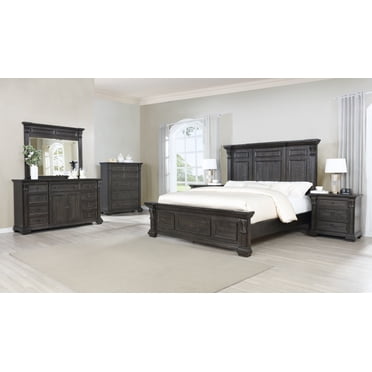 6Pc Light Brown Queen Canopy Bed Set Rustic Finish Luxurious Master ...