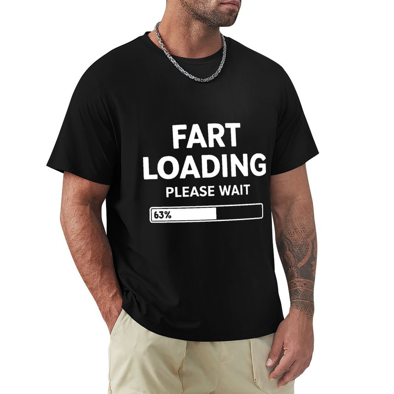 Fart Loading Men's Cotton HD Print Short Sleeve T-Shirt Crew Neck Top ...